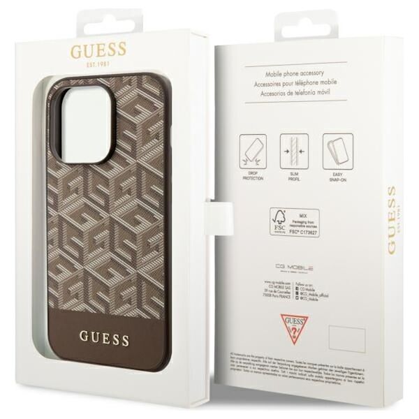 Guess case for iPhone 14 Pro Max 6,7&quot; GUHMP14XHGCFSEW brown hard case GCube Stripes MagSafe 3666339112493