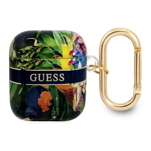 Guess case for AirPods 1 / 2 GUA2HHFLB blue Flower 3666339041878