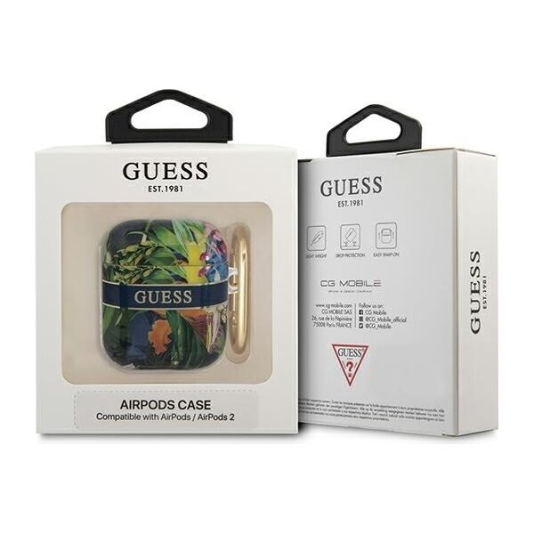 Guess case for AirPods 1 / 2 GUA2HHFLB blue Flower 3666339041878