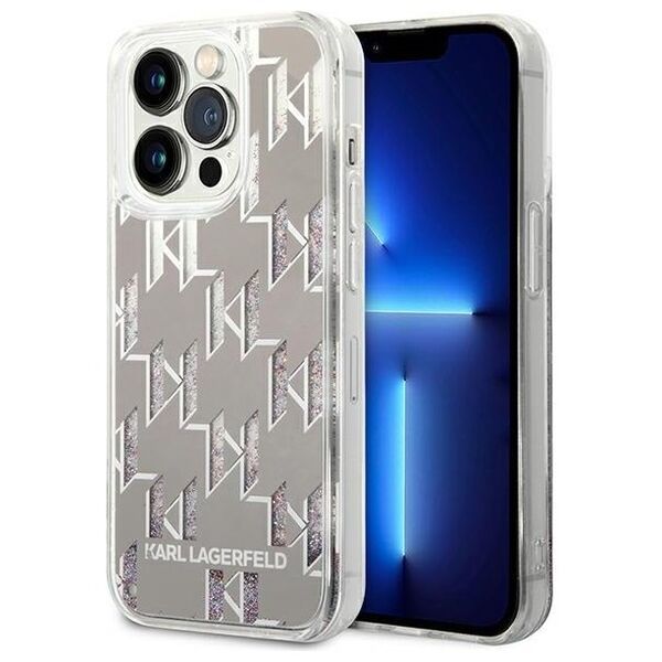 Karl Lagerfeld case for iPhone 14 Pro Max 6,7&quot; KLHCP14XLMNMS silver HC Liquid Glitter Monogram Silver 3666339076306