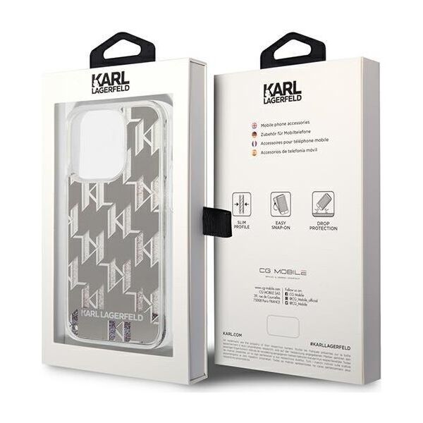 Karl Lagerfeld case for iPhone 14 Pro Max 6,7&quot; KLHCP14XLMNMS silver HC Liquid Glitter Monogram Silver 3666339076306