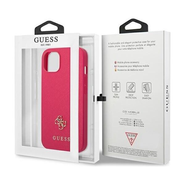 Guess case for iPhone 13 Pro / 13 6,1&quot; GUHCP13LPS4MF pink hardcase Saffiano 4G Small Metal Logo 3666339047986