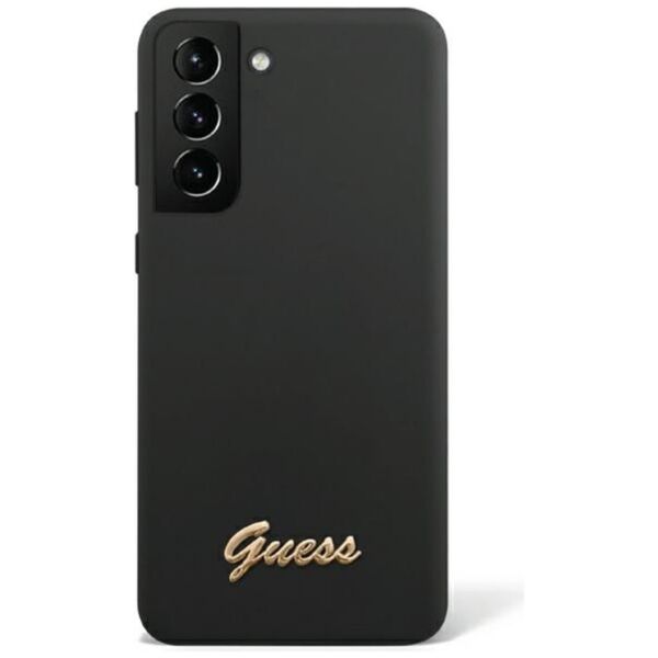 Guess case for Samsung Galaxy S23 GUHCS23SSLSMK black hardcase Silicone Vintage Gold Logo 3666339114817