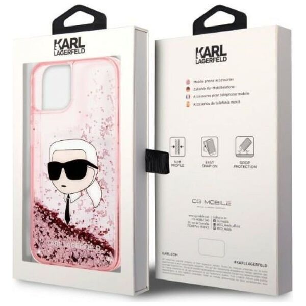 Karl Lagerfeld case for iPhone 14 Pro Max 6,7&quot; KLHCP14XLNCHCP pink hardcase Liquid Glitter NFT Choupette Head 3666339086992
