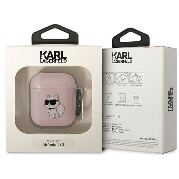 Karl Lagerfeld case for Airpods 1 / 2 KLA2HNCHTCP pink Ikonik Choupette 3666339088071