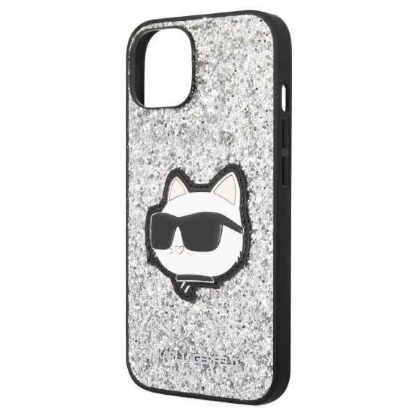 Karl Lagerfeld case for iPhone 14 6,1&quot; KLHCP14SG2CPS silver hardcase Glitter Choupette Patch 3666339099435