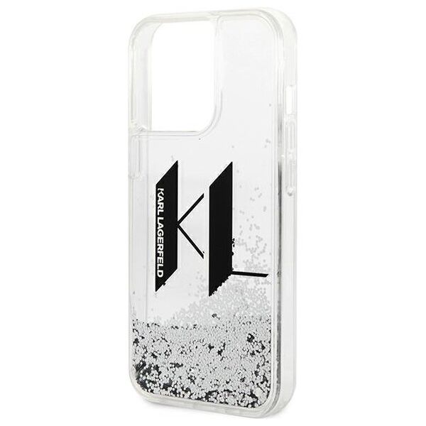 Karl Lagerfeld case for iPhone 14 Pro 6,1&quot; KLHCP14LLBKLCS silver Liquid Glitter case Big KL Logo 3666339085704
