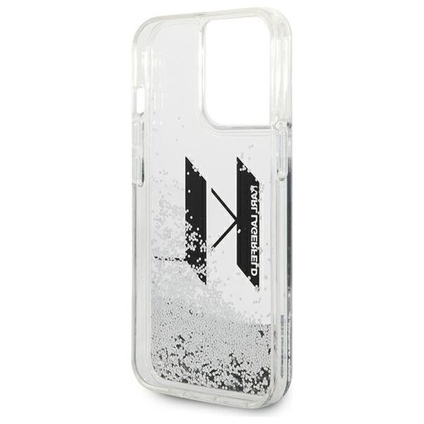 Karl Lagerfeld case for iPhone 14 Pro 6,1&quot; KLHCP14LLBKLCS silver Liquid Glitter case Big KL Logo 3666339085704
