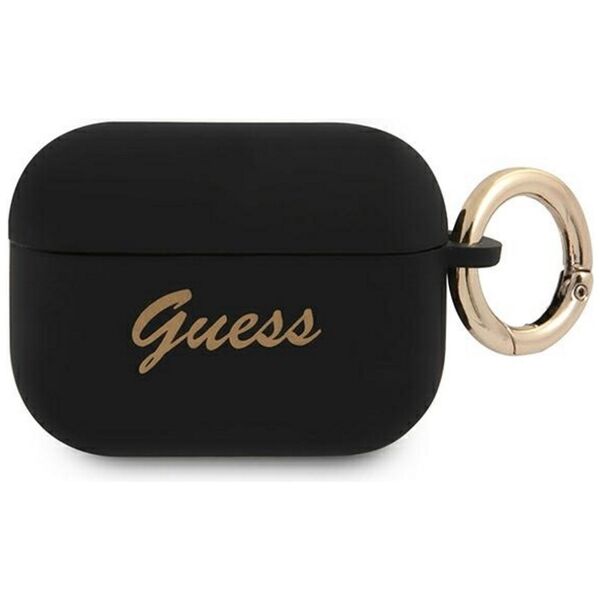 Guess case for AirPods Pro GUAPSSSK black Silicone Vintage Script 3666339009977