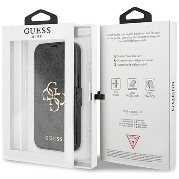 Guess case for iPhone 13 Pro / 13 6,1&quot; GUBKP13L4GMGGR grey book case 4G Big Metal Logo 3666339032586