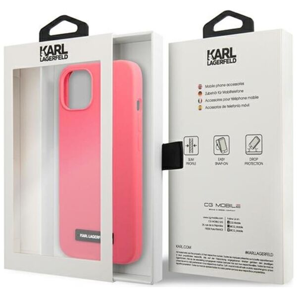 Karl Lagerfeld case for iPhone 13 KLHCP13MSLMP1PI fuchsia hard case Liquid Glitter Logo 3666339048815