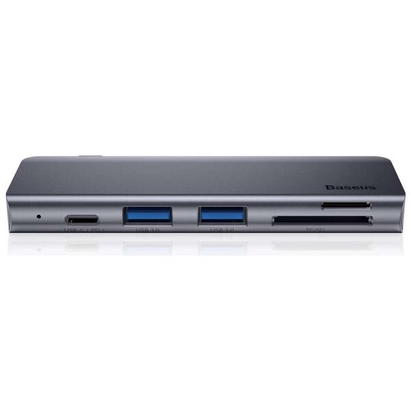 USB hub Baseus Harmonica, 5 Port, Type-C to 2xUSB 3.0, PD, TF, Micro SD, Gray - 12078 έως 12 άτοκες Δόσεις