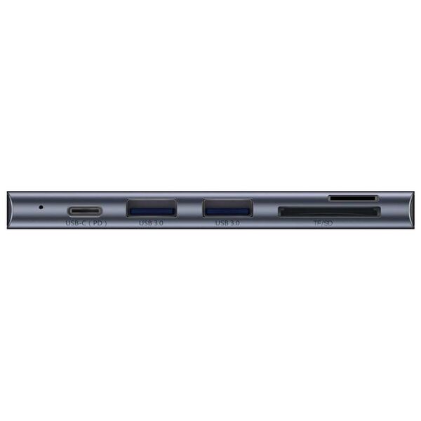 USB hub Baseus Harmonica, 5 Port, Type-C to 2xUSB 3.0, PD, TF, Micro SD, Gray - 12078 έως 12 άτοκες Δόσεις