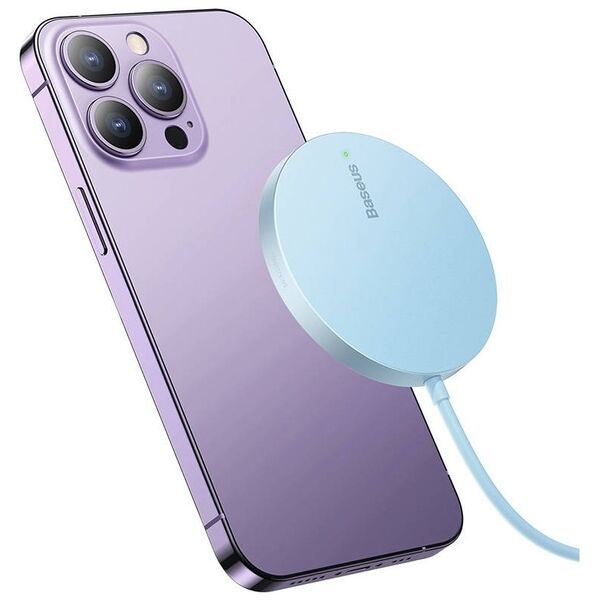 Wireless Charger Baseus Simple Mini 3, Qi, 15W, Blue - 40382 έως 12 άτοκες Δόσεις