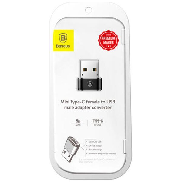 Аdapter Baseus Mini, Type-C F to USB, OTG, Black - 40399 έως 12 άτοκες Δόσεις