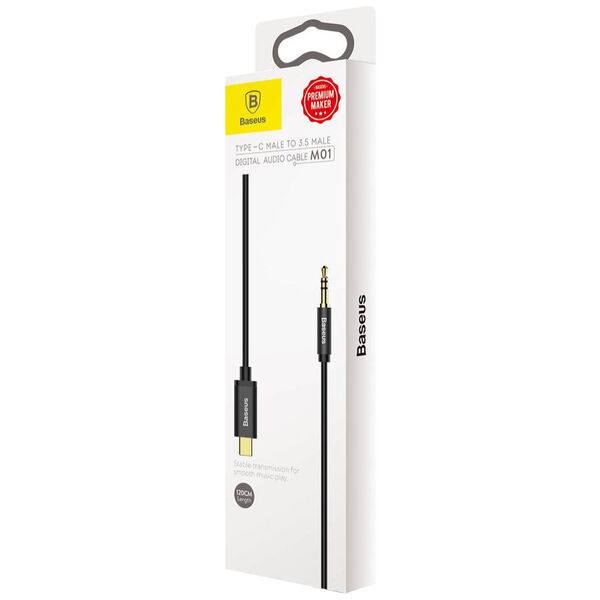 Audio cable Baseus M01, 3.5mm to Type-C, 1.0m, Black - 40403 έως 12 άτοκες Δόσεις