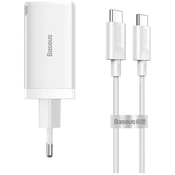 Network charger Baseus GaN5 Pro Fast, 65W, PD cable, White - 40410 έως 12 άτοκες Δόσεις