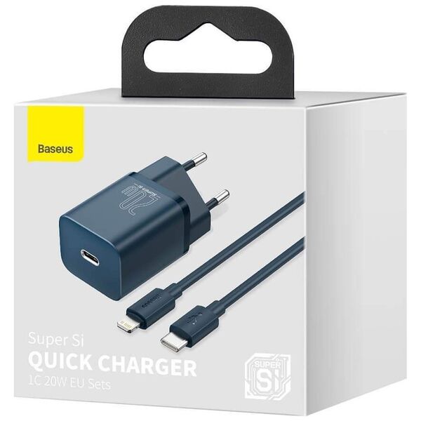 Network charger Baseus Super Si, 20W, Type-C to Lightning cable, Blue - 40416 έως 12 άτοκες Δόσεις