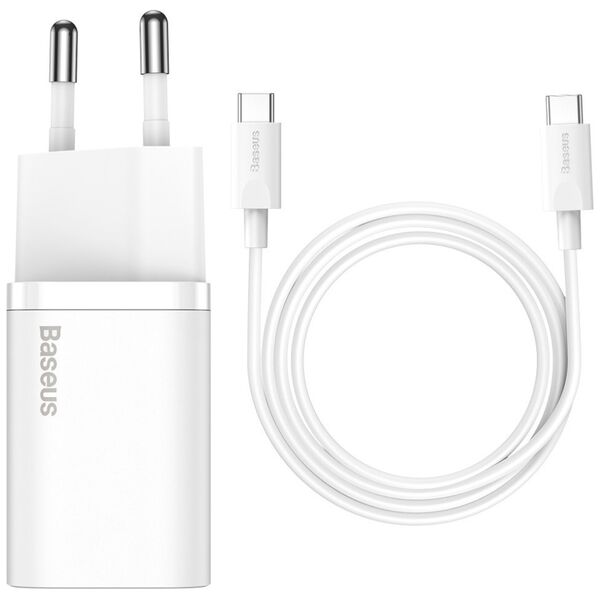 Network charger Baseus Super Si, 25W, PD cable, White - 40417 έως 12 άτοκες Δόσεις