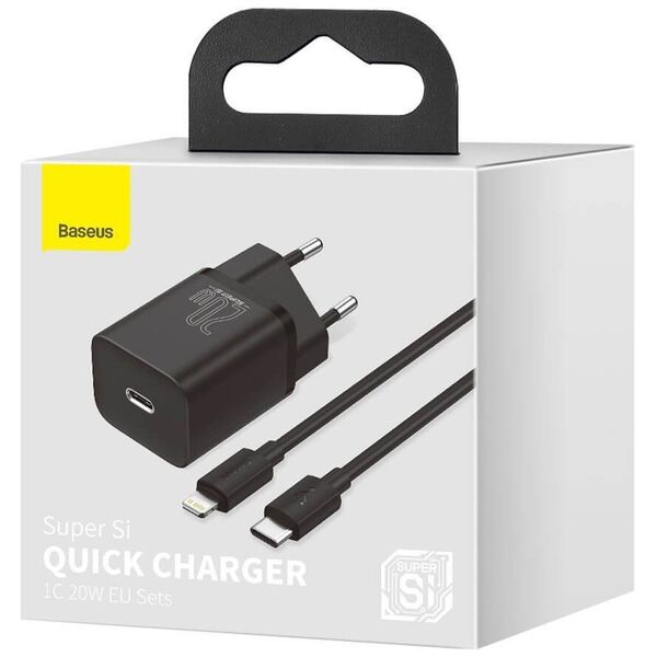 Network charger Baseus Super Si, 20W, Type-C to Lightning cable, Black - 40418 έως 12 άτοκες Δόσεις