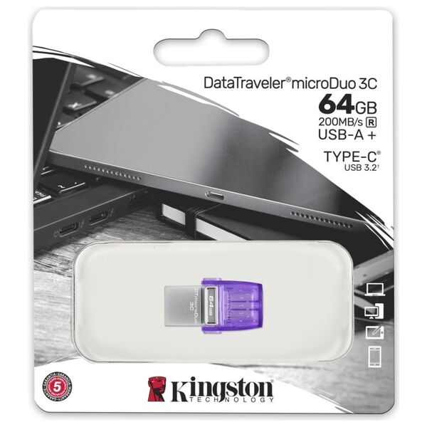 Kingston pendrive 64GB USB 3.0 / USB 3.1 DT microDuo 3C + USB-C 740617328219