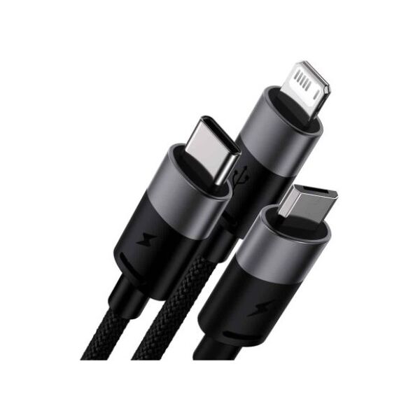 Charging cable Baseus StarSpeed, 3in1, Micro USB, Lightning, Type-C, 0.6m, Black - 40439 έως 12 άτοκες Δόσεις