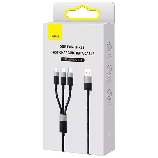 Charging cable Baseus StarSpeed, 3in1, Micro USB, Lightning, Type-C, 0.6m, Black - 40439 έως 12 άτοκες Δόσεις