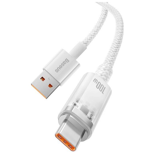Data cable Baseus Explorer, Type-C, 100W, 1.0m, White - 40440 έως 12 άτοκες Δόσεις