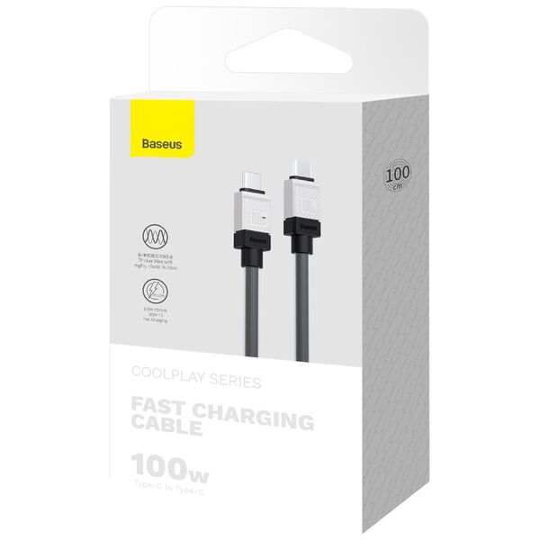 Data cable Baseus CoolPlay, Type-C - Type-C, 100W, PD, 1.0m, Black - 40441 έως 12 άτοκες Δόσεις