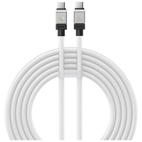 Data cable Baseus CoolPlay, Type-C - Type-C, 100W, PD, 2.0m, White - 40444 έως 12 άτοκες Δόσεις