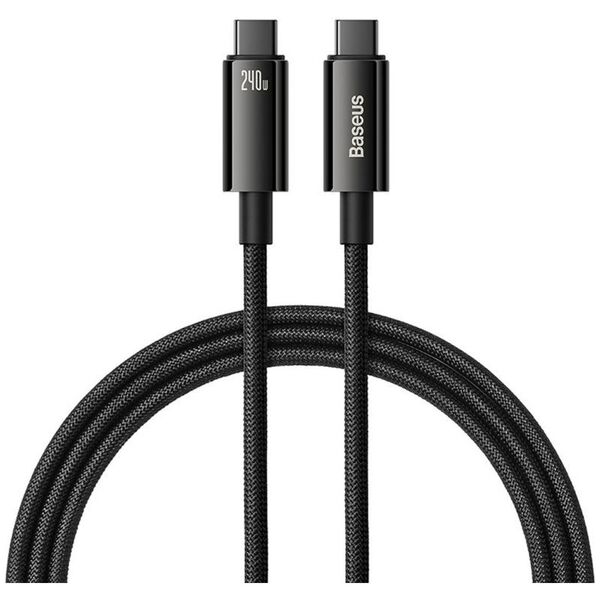 Data cable Baseus Tungsten Gold, Type-C - Type-C, 240W, 2.0m, Black - 40456 έως 12 άτοκες Δόσεις