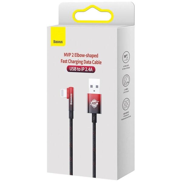 Data cable Baseus MVP 2 Elbow, Lightning, 1.0m, Black - 40461 έως 12 άτοκες Δόσεις