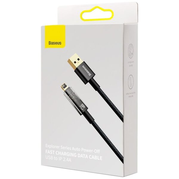 Data cable Baseus Explorer, Lightning, 1.0m, Black - 40462 έως 12 άτοκες Δόσεις