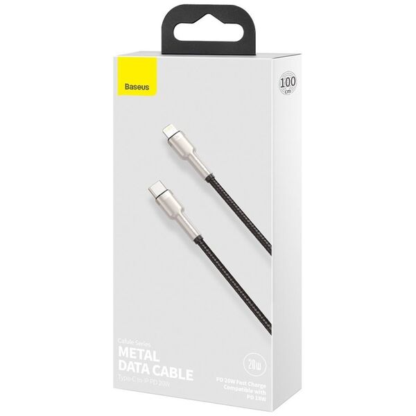 Data cable Baseus Cafule, Type-C - Lightning, 20W, 1.0m, Black - 40475 έως 12 άτοκες Δόσεις