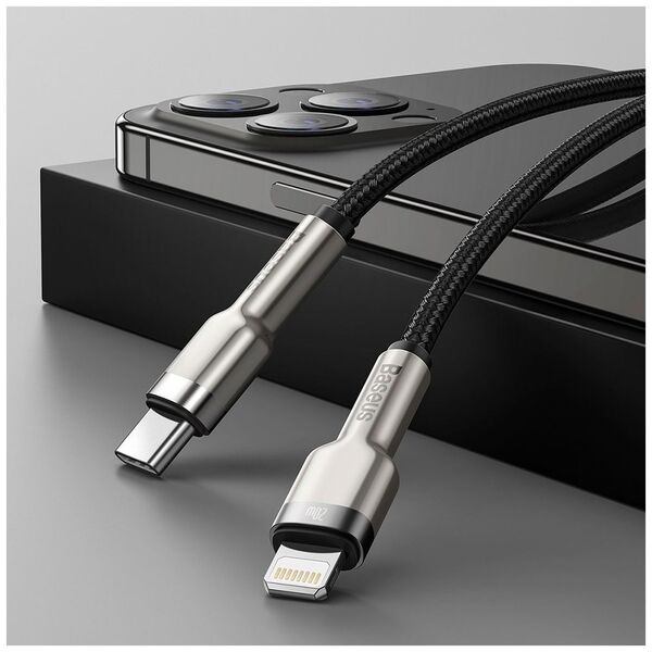 Data cable Baseus Cafule, Type-C - Lightning, 20W, 1.0m, Black - 40475 έως 12 άτοκες Δόσεις