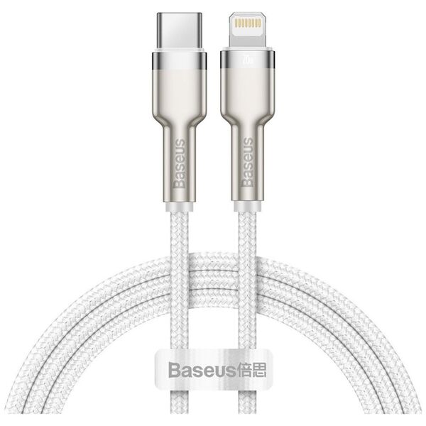 Data cable Baseus Cafule, Type-C - Lightning, 20W, 1.0m, White - 40476 έως 12 άτοκες Δόσεις