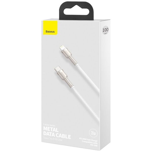 Data cable Baseus Cafule, Type-C - Lightning, 20W, 1.0m, White - 40476 έως 12 άτοκες Δόσεις