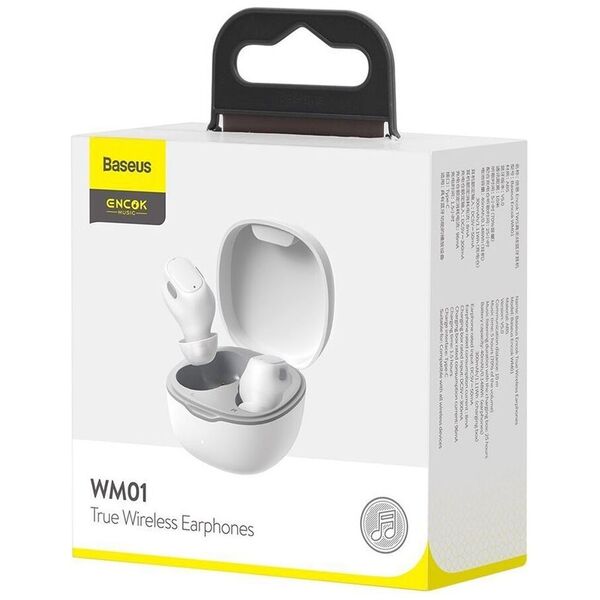 Bluetooth earphones Baseus Encok WM01, TWS, White – 20768 έως 12 άτοκες Δόσεις