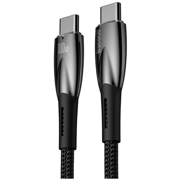 Data cable Baseus Glimmer, Type-C - Type-C, 100W, PD, 1.0m, Black - 40483 έως 12 άτοκες Δόσεις