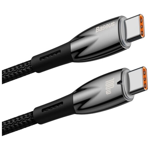 Data cable Baseus Glimmer, Type-C - Type-C, 100W, PD, 1.0m, Black - 40483 έως 12 άτοκες Δόσεις