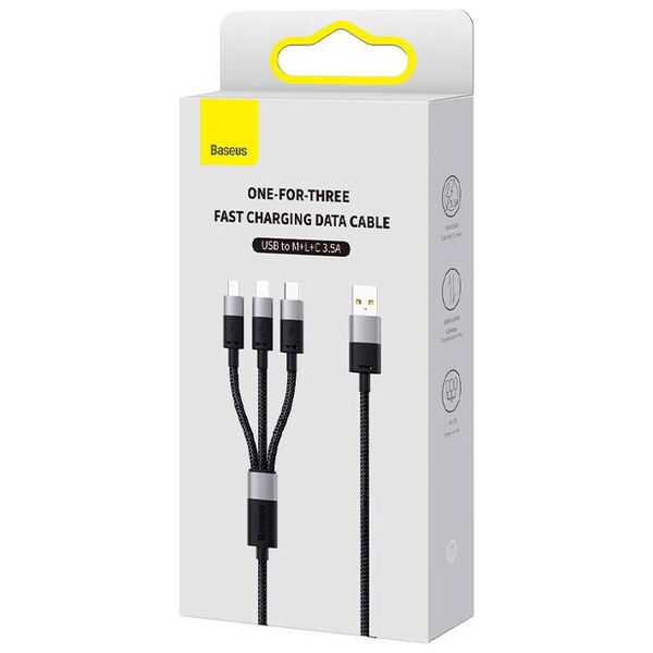 Charging cable Baseus StarSpeed, 3in1, Micro USB, Lightning, Type-C, 1.2m, Black - 40491 έως 12 άτοκες Δόσεις