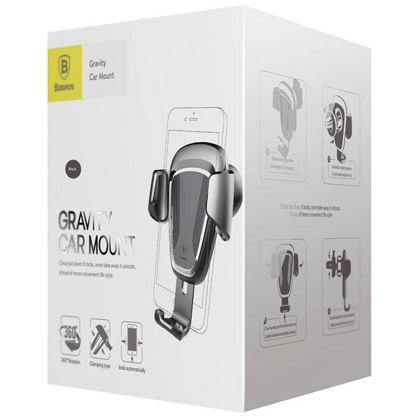 Universal phone holder Baseus Gravity, Black - 17825 έως 12 άτοκες Δόσεις