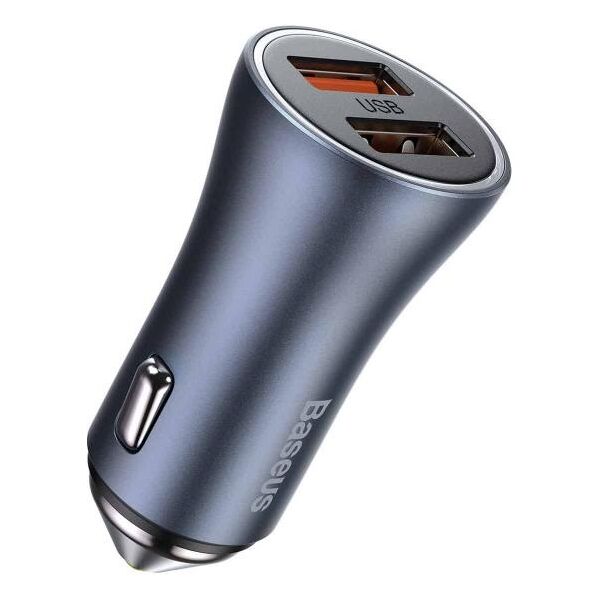 Car socket charger Baseus Golden Contactor Pro, 40W, 2xUSB F, Gray - 40502 έως 12 άτοκες Δόσεις