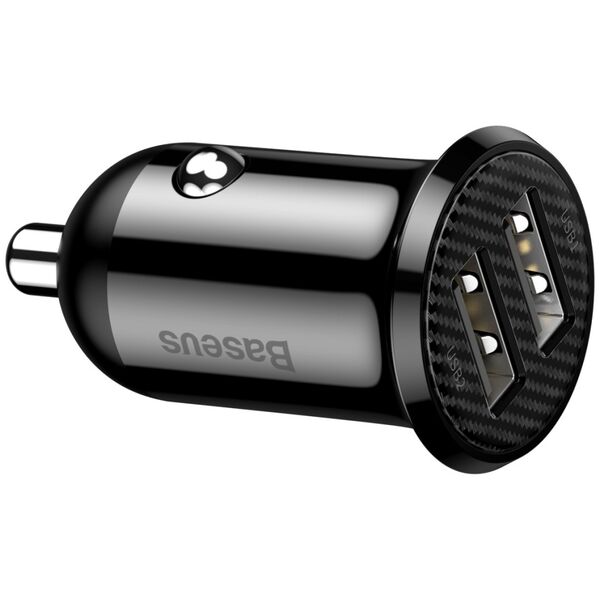 Car socket charger Baseus Grain Pro, 4.8A, 2 x USB, Black - 40509 έως 12 άτοκες Δόσεις