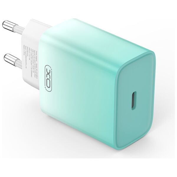 XO wall charger CE18 PD 30W 1x USB-C blue-white + cable USB-C - Lightning 6920680851737