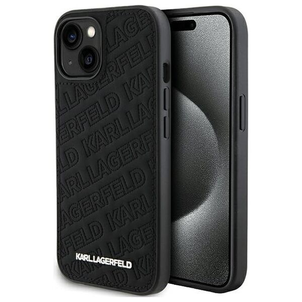 Karl Lagerfeld case for iPhone 15 Plus 6,7&quot; KLHCP15MPQKPMK black HC QUILTED K PATTERN 3666339165048