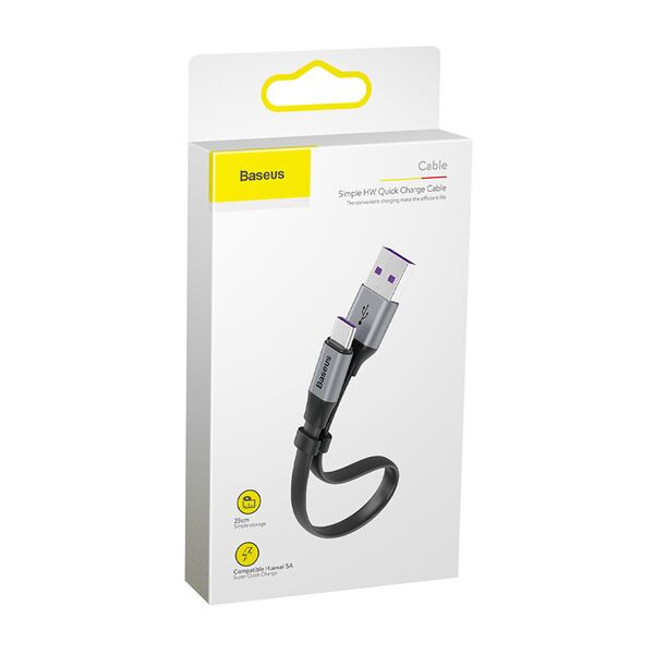 Baseus cable Nimble USB - USB-C 23cm 5A gray-black 40W 6953156293427