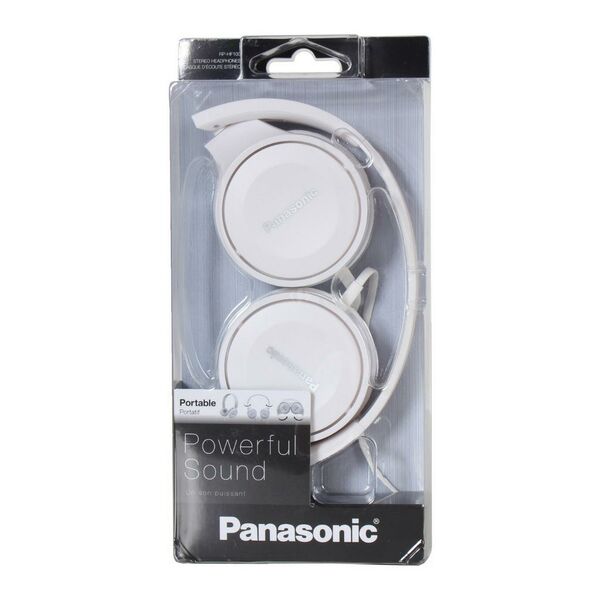 Panasonic Ακουστικά Stereo Panasonic RP-HF100E-W 3.5mm με δυνατότητα Αναδίπλωσης και Μηχανισμό Περιστροφής Άσπρα 26284 5025232850990