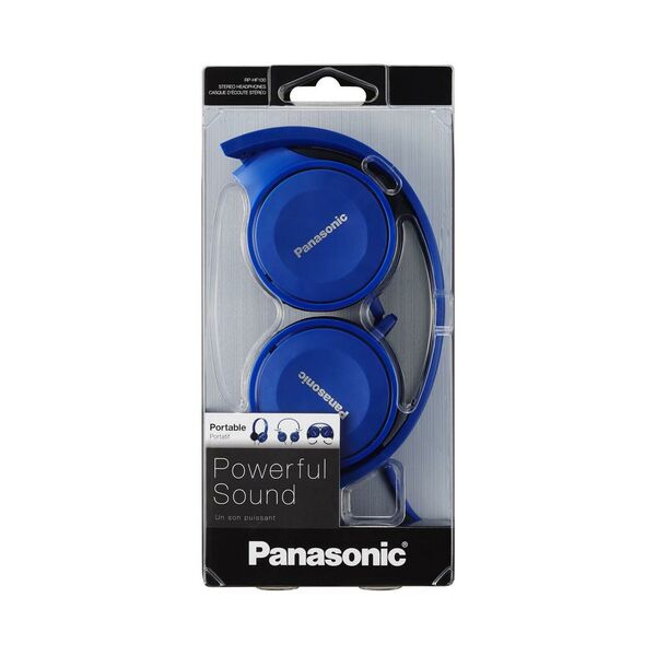 Panasonic Ακουστικά Stereo Panasonic RP-HF100E-A 3.5mm με δυνατότητα Αναδίπλωσης και Μηχανισμό Περιστροφής Μπλε 26911 5025232851003