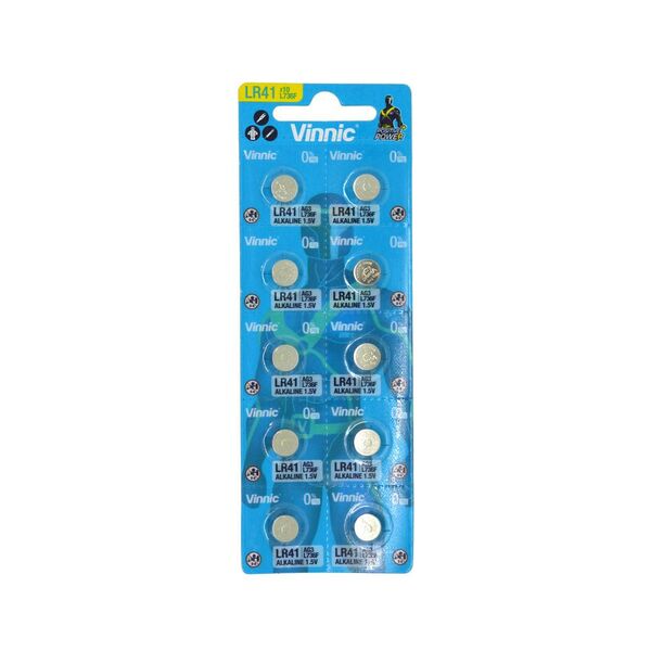 Vinnic Buttoncell Vinnic L736F AG3 LR41 Τεμ. 10 με Διάτρητη Συσκευασία 27217 4898338007633